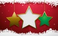 Abstract Christmas star ornament hanging on red background Royalty Free Stock Photo