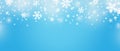Abstract Christmas top snowflake seamless border on blue background Royalty Free Stock Photo