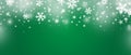 Abstract Christmas top snowflake seamless border on green background Royalty Free Stock Photo