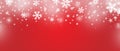 Abstract Christmas top snowflake seamless border on red background Royalty Free Stock Photo