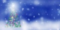 Abstract Christmas tree on a blue background with falling snow. Christmas card. Banner Royalty Free Stock Photo
