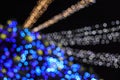 Abstract christmas tree bokeh lights of classic blue and white color blur background Royalty Free Stock Photo