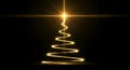 Abstract Christmas Tree Formed by a Smooth Winding Trail of Golden Particle Light Royalty Free Stock Photo