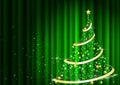Abstract Christmas tree in Front of Green Curtain
