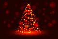 Abstract christmas tree from glowing sparkles, circular