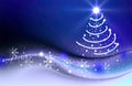 Abstract Christmas Tree with lights. on blue Background Royalty Free Stock Photo