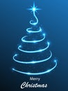 Abstract christmas tree made of bright spiral light