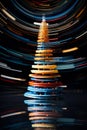 an abstract christmas tree made out of colored discs