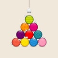 Christmas Tree Made Of Stapled Baubles With Pattern Color And Beige