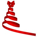 Abstract christmas tree with red ribbon and bow Royalty Free Stock Photo