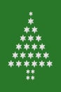 Abstract Christmas Tree with Silver Stars on Green