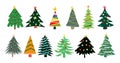 Abstract Christmas tree vector set on white. Royalty Free Stock Photo