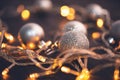 Abstract Christmas warm light celebration bokeh background with de focused lights,Cristmas ball Royalty Free Stock Photo