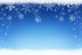 Abstract Christmas winter holiday background with snowflakes and snow landscape Royalty Free Stock Photo