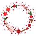 Abstract Christmas Wreath with Flora and Baubles Royalty Free Stock Photo