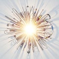 Abstract Chrome Burst with Springs, Spokes, and Central Light Glow Royalty Free Stock Photo
