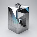 Abstract Chrome Cube with Geometric Distortion Royalty Free Stock Photo