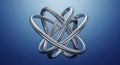 Abstract Chrome Intertwined Rings on Blue Background Royalty Free Stock Photo