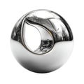 Abstract chrome sphere with internal void and reflective surface on white background metal silver Royalty Free Stock Photo