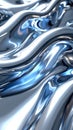 Abstract Chrome Waves Reflecting Blue Light Metallic Fluid Surface Texture Royalty Free Stock Photo