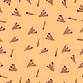 Abstract cinnamon spice pattern on beige background. Vector endless testwork for fabric, paper and tile decoration.