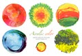 Abstract circle acrylic and watercolor design elements. Royalty Free Stock Photo