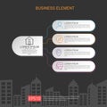 abstract circle bar element for business concept infographic with building background. Template for workflow layout, cycling diagr