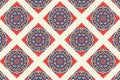 abstract circle blue and red mandala pattern dreamy vintage circular pattern ornament on cream