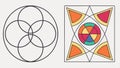 Abstract circle design, geometric pattern, and colorful decorative element vector design Generative AI Royalty Free Stock Photo