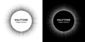 Abstract Circle Frame Halftone Dots Logo Emblem. Round Border Icon Gradient Halftone Circle Dots Pattern Texture