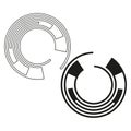 Abstract circle lines. Futuristic tech symbol. Round element Vector. Binary code design. Royalty Free Stock Photo