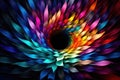 Abstract Circle In Multicoloured Rainbow Colours On Black Background