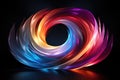 Abstract Circle In Multicoloured Rainbow Colours On Black Background
