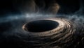 Abstract circle orbits galaxy dark planet in futuristic illustration generated by AI