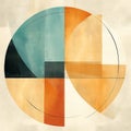 Abstract Circle Painting In Mid-century Style With Earthy Colors