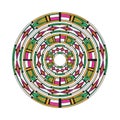 Abstract circle pattern. Colorful geometric rings. Mandala ornament Vector. Radial graphic shape. Royalty Free Stock Photo