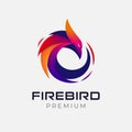 Abstract Circle Phoenix logo. Multicolored Abstract Fire bird logo