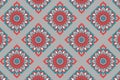 abstract circle red and blue mandala pattern dreamy vintage circular pattern ornament on gray