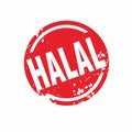 Abstract Circle Red Grungy Halal Rubber Stamps Sign Illustration Vector