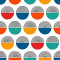 Abstract circle seamless pattern. Geometric contemporary background. Modern texture. Repeated bauhaus patern. Nordic repeat geomet