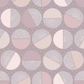 Abstract circle seamless pattern. Repeating geometric backdrop. Circles pastel colors. Repeat beige background. Geometry hand draw Royalty Free Stock Photo