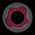 Abstract circle vector symbol. Radial concentric white and pink lines