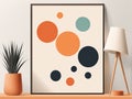 Abstract Circles and Lamp Framed Artwork A Harmonious Composition of Shapes and Light Royalty Free Stock Photo