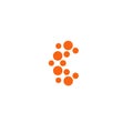 Abstract circles letter C. Company logotype template. Vector orange emblem on white background.