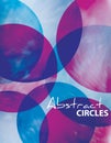 Abstract circles. Poster in cerulean and dark purple colors. Vector