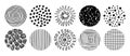 abstract circles for social media with pattern set. Modern round elements for stories. Doodle with stamp texture, curves Royalty Free Stock Photo