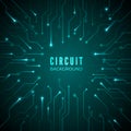 Abstract circuit background. Technological banner. design of microprocessor system. hardware motherboard pattern. Vector