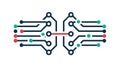 Abstract Circuit Board Connection Icon, Digital Network and Data Flow, vector design Generative AI Royalty Free Stock Photo