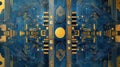 circuit board with gold accents on blue base Royalty Free Stock Photo
