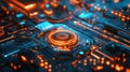 Abstract circuit board displaying data processing and computing technology Royalty Free Stock Photo